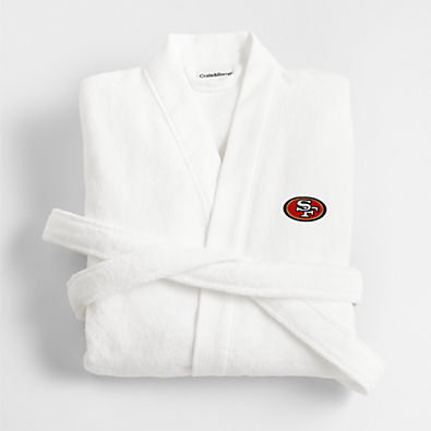 View NFL San Francisco 49ers Organic Turkish Cotton Crisp White Bath Robe L/XL details