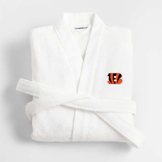 NFL Cincinnati Bengals Organic Turkish Cotton Crisp White Bath Robe L/XL