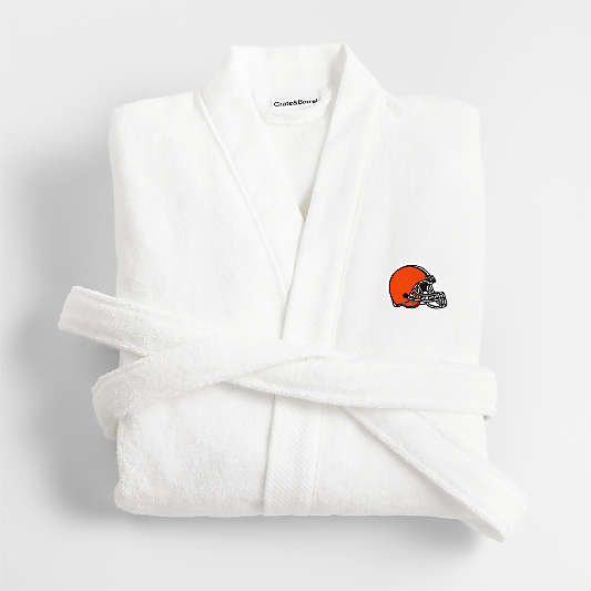 NFL Cleveland Browns Organic Turkish Cotton Crisp White Bath Robe S/M