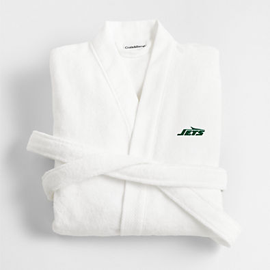View NFL New York Jets Organic Turkish Cotton Crisp White Bath Robe L/XL details