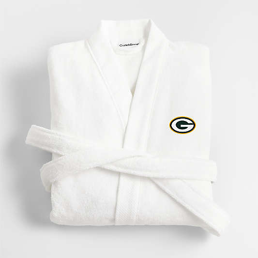 NFL Green Bay Packers Organic Turkish Cotton Crisp White Bath Robe L/XL