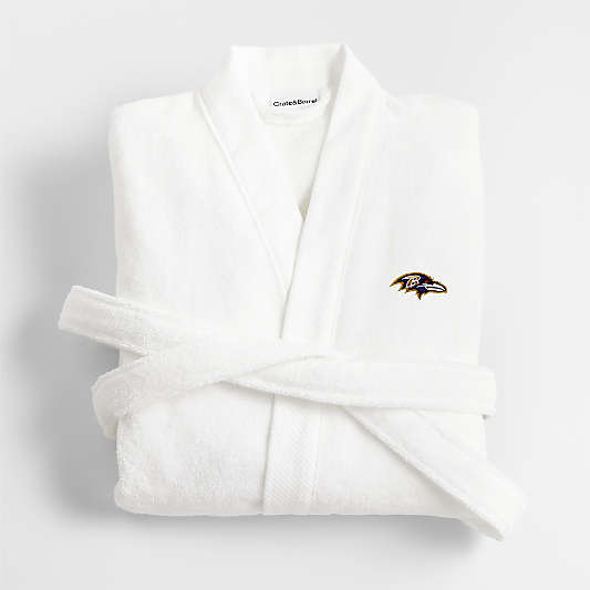 NFL Baltimore Ravens Organic Turkish Cotton Crisp White Bath Robe S/M
