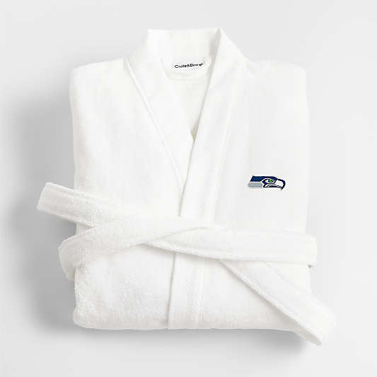 NFL Seattle Seahawks Organic Turkish Cotton Crisp White Bath Robe S/M