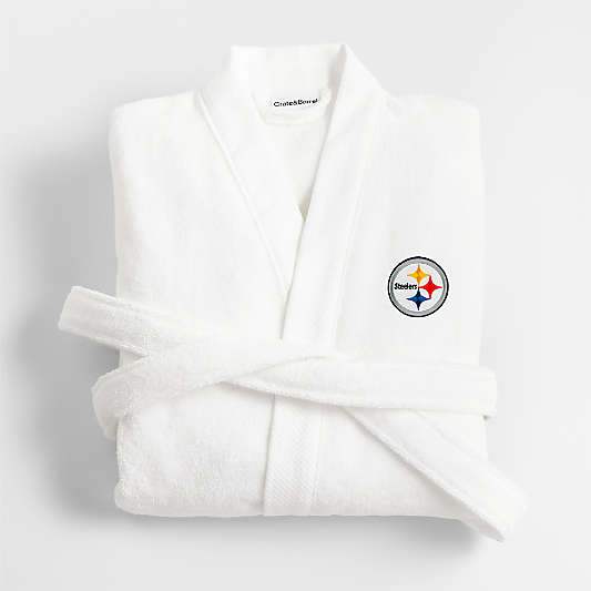 NFL Pittsburgh Steelers Organic Turkish Cotton Crisp White Bath Robe L/XL