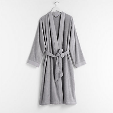 View Organic Turkish Cotton Grey Bath Robe L/XL details