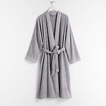 Organic Turkish Cotton Grey Bath Robe L/XL + Reviews | Crate & Barrel