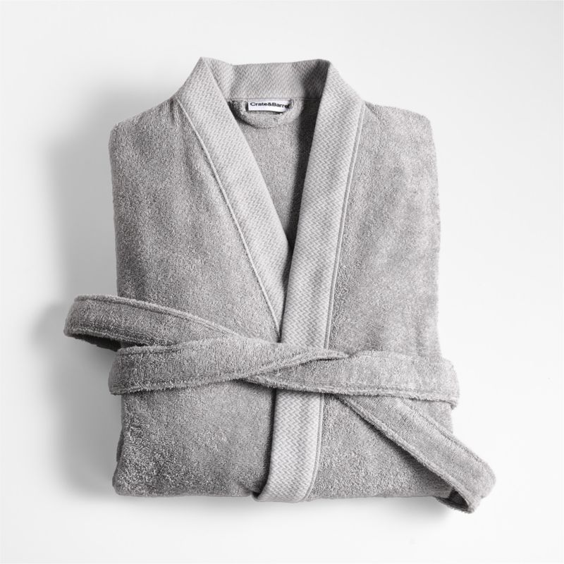 Organic Turkish Grey Cotton Bath Robe L/XL - image 3 of 5