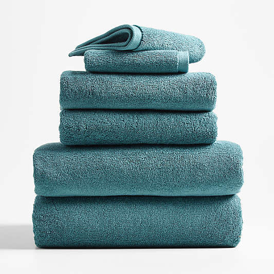 Tapestry Teal Organic Turkish Cotton Bath Towels, Set of 6