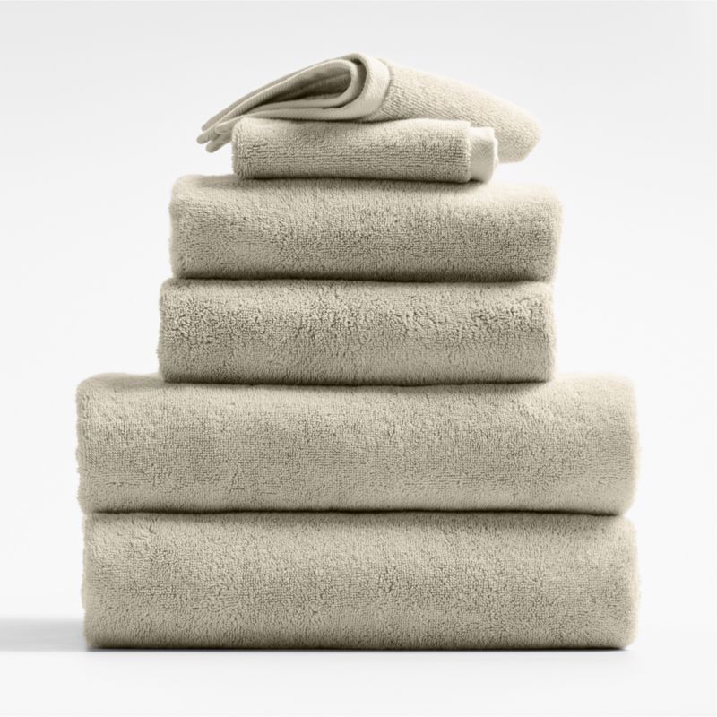Organic Turkish Cotton Taupe Towels, Set of 6