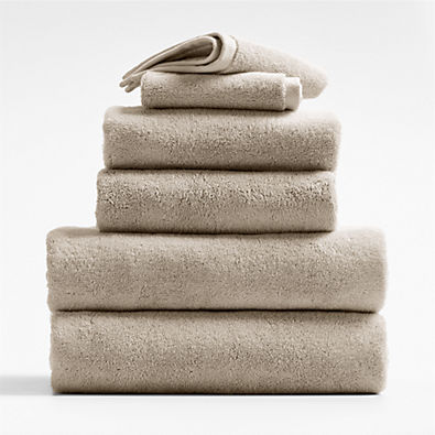 View Organic Turkish Cotton Taupe Towels, Set of 6 details