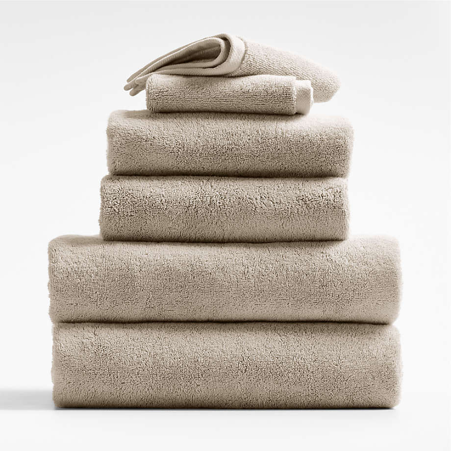 Organic Turkish Cotton Taupe Towels, Set of 6 + Reviews Crate & Barrel