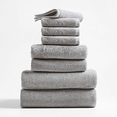 View Organic Turkish Cotton Grey Towels, Set of 8 details