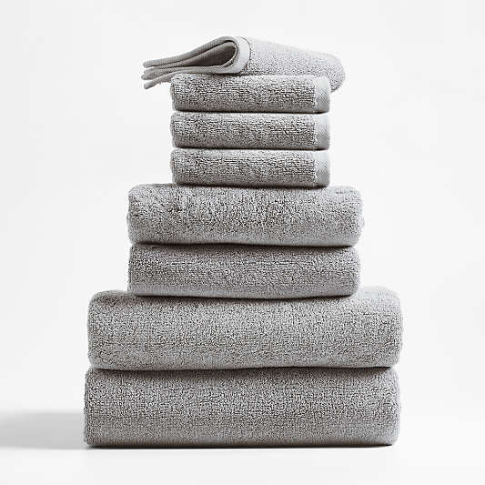 Organic Turkish Cotton Grey Towels, Set of 8