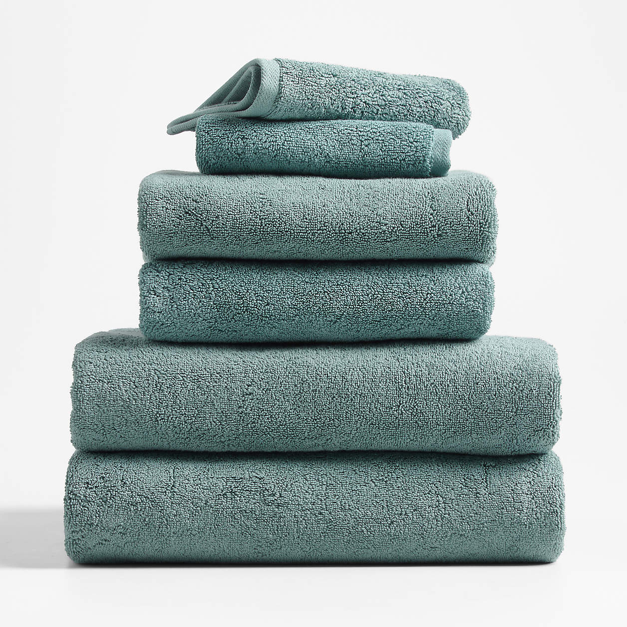 Ocean Blue Organic Turkish Cotton Bath Towels, Set of 6