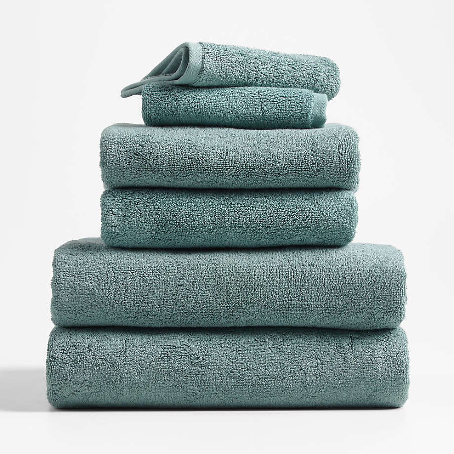 Spa Blue Organic Turkish Cotton Bath Towels, Set of 6 + Reviews