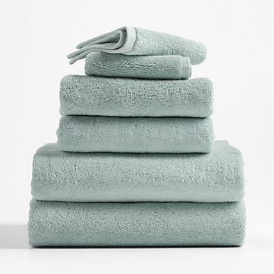 View Organic Turkish Cotton Spa Blue Bath Towels, Set of 6 details