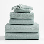 Organic Turkish Cotton Grey Fleck Bath Towels, Set of 6