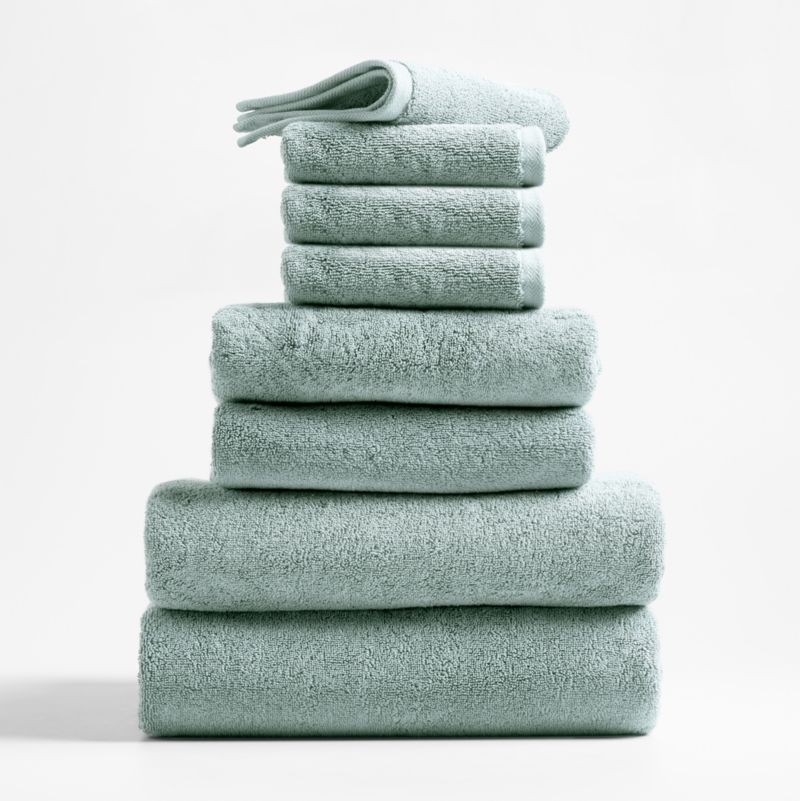 Spa Blue Organic Turkish Cotton Bath Towels, Set of 8 - image 0 of 1