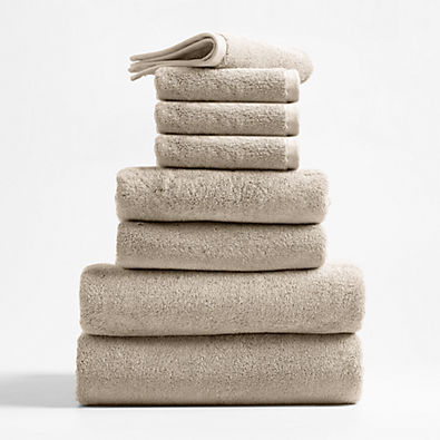 View Classic Organic Turkish Cotton Taupe Bath Towels, Set of 8 details