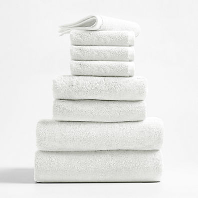 View Organic Turkish Cotton White Towels, Set of 8 details