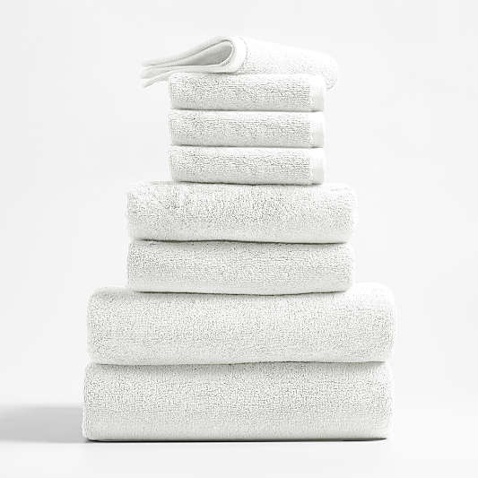 Organic Turkish Cotton White Towels, Set of 8