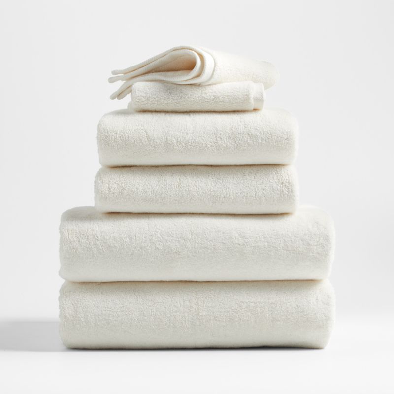 Ivory Organic Turkish Cotton Bath Towels, Set of 6   Reviews | Crate & Barrel