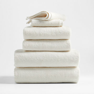 View Organic Turkish Cotton Ivory Bath Towels, Set of 6 details