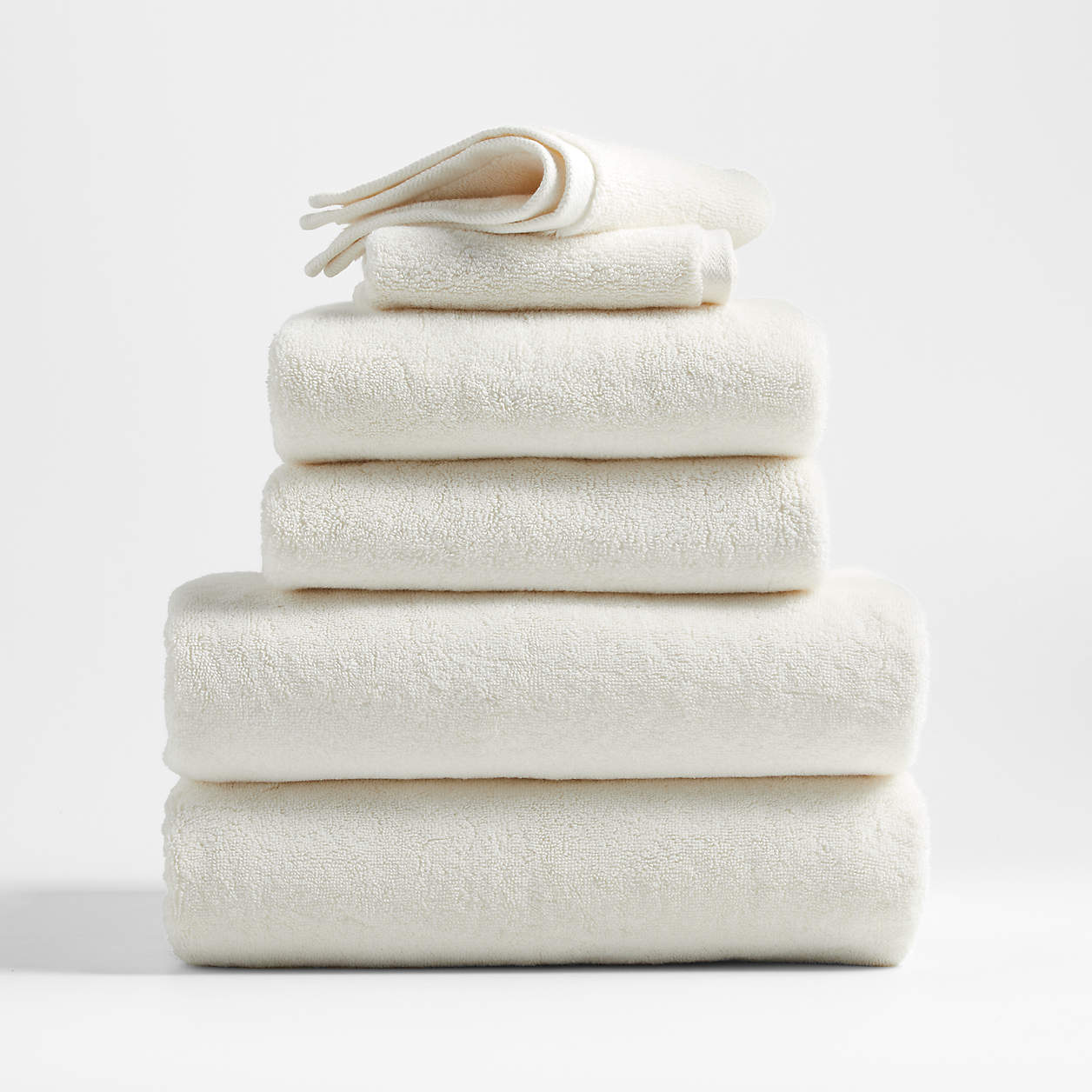 *COLOR: IVORY* Organic Turkish Cotton Bath Towels, Set of 6