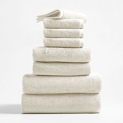 View Organic Turkish Cotton Ivory Bath Towels, Set of 8 details