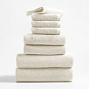 Organic Turkish Cotton Ivory Bath Towels, Set of 8
