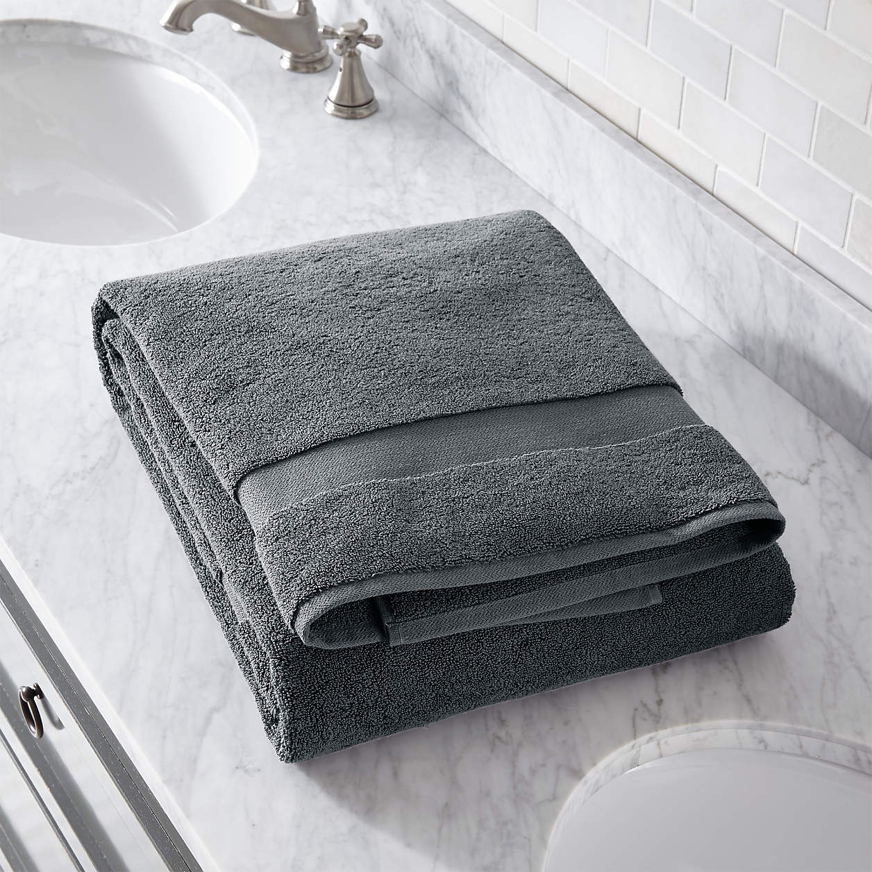 Organic Turkish Cotton Slate Bath Sheet + Reviews | Crate & Barrel