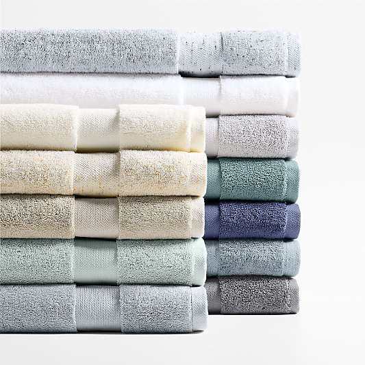 Organic Turkish Cotton Evening Blue Bath Towels, Set of 6