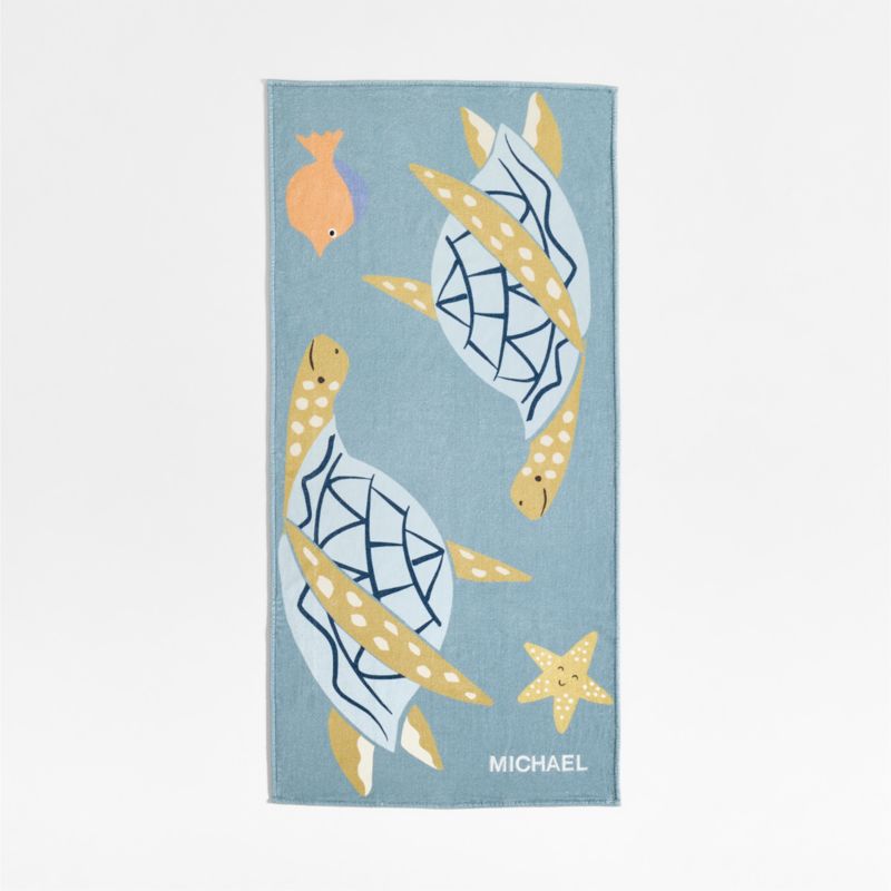 Turtle Printed Organic Cotton Kid Beach Towel - image 0 of 5