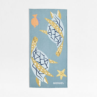 View Turtle Printed Organic Cotton Kid Beach Towel details