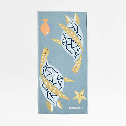 Turtle Printed Organic Cotton Kid Beach Towel