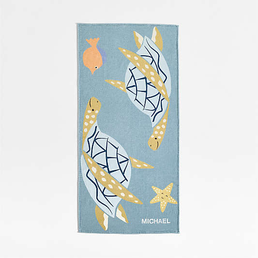 Turtle Printed Organic Cotton Kid Beach Towel