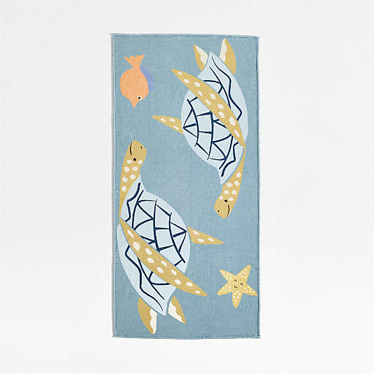 Turtle Printed Organic Cotton Kid Beach Towel