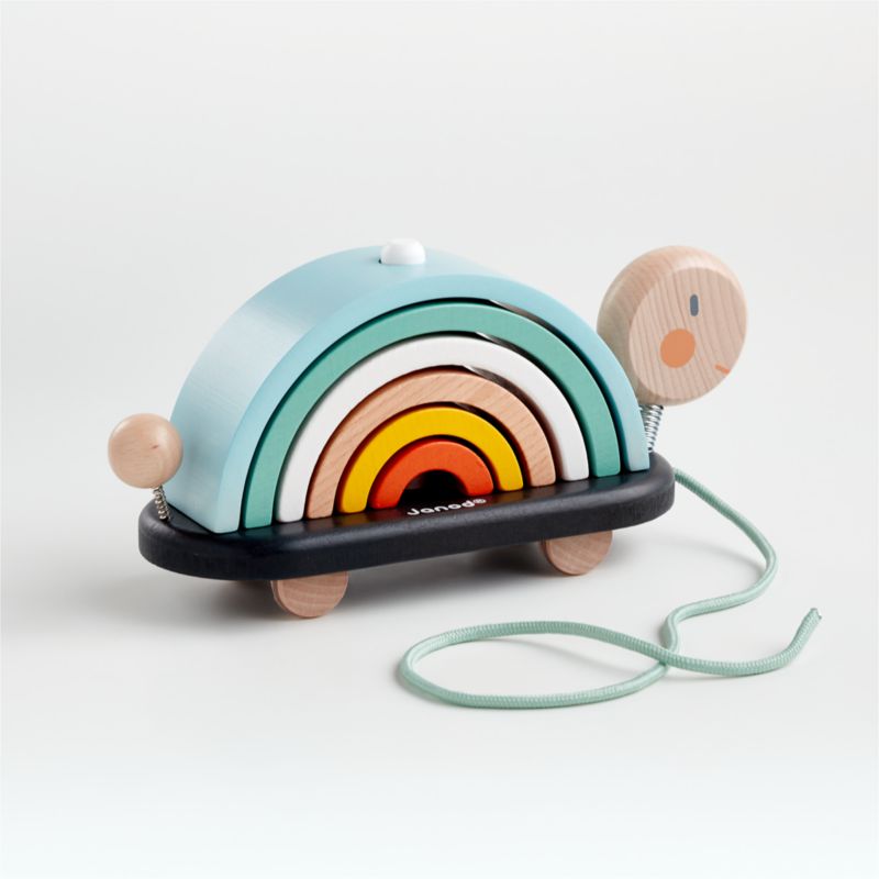 Janod Rainbow Turtle Baby Wooden Pull Toy + Reviews | Crate & Kids