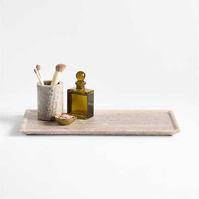 Tuscan Large Beige Marble Rectangle Tray
