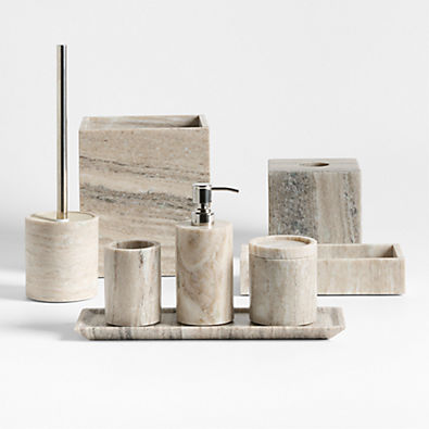 View Tuscan Beige Marble Bath Collection, Set of 7 details