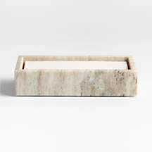 Tuscan Beige Marble Napkin Holder | Crate & Barrel