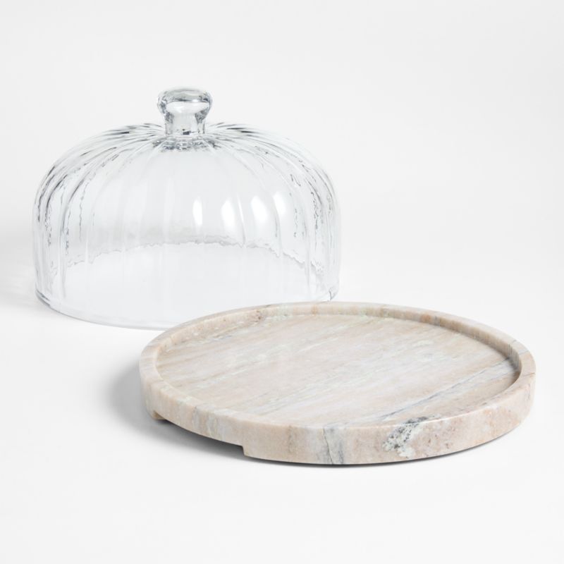 Tuscan Kitchen Marble 11" Cheeseboard with Glass Cloche - image 2 of 3