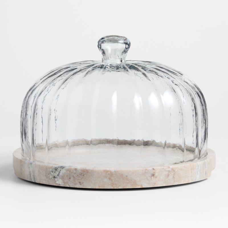 Tuscan Kitchen Marble 11" Cheeseboard with Glass Cloche - image 0 of 3