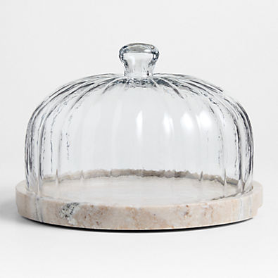 View Tuscan Kitchen Marble 11" Cheeseboard with Glass Cloche details