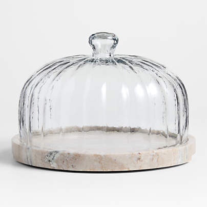 Tuscan Kitchen Marble 11" Cheeseboard with Glass Cloche