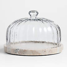 Tuscan Kitchen Marble 11" Cheeseboard with Glass Cloche + Reviews | Crate & Barrel