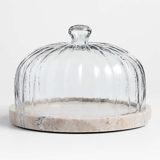 Tuscan Kitchen Marble 11" Cheeseboard with Glass Cloche