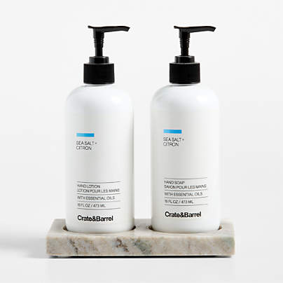 Sea Salt + Citron Hand Soap and Lotion Set with Tuscan Marble Caddy