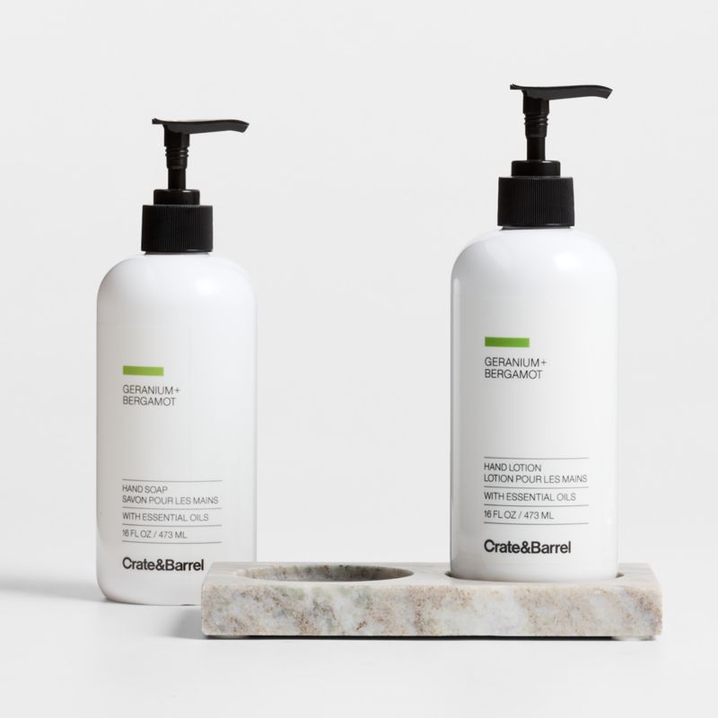 Geranium + Bergamot Hand Soap and Lotion Set with Tuscan Marble Caddy - image 1 of 2