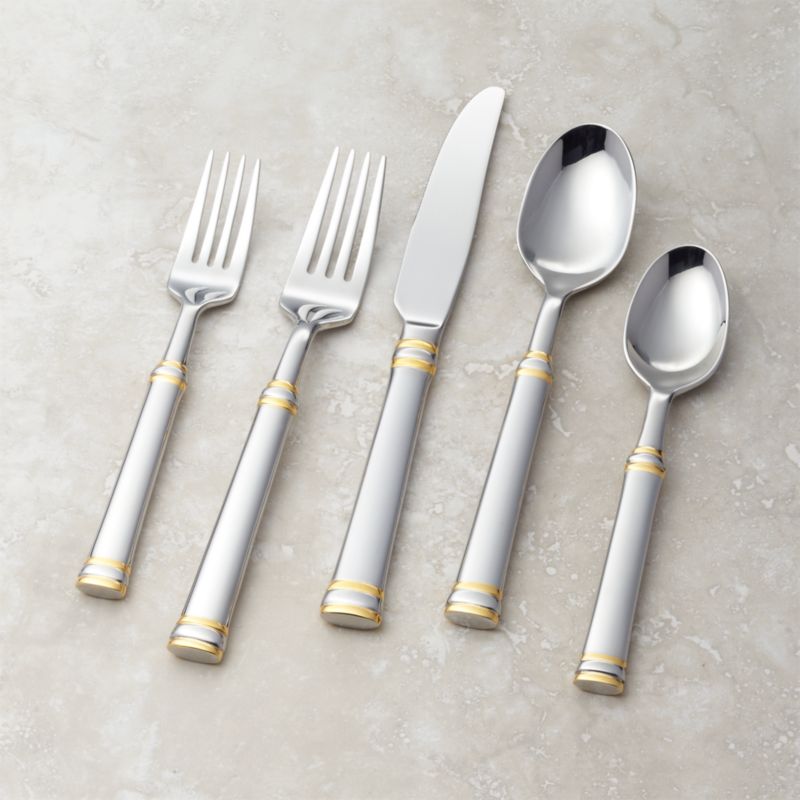 Tuscany Gold Band 5Piece Flatware Place Setting Crate & Barrel